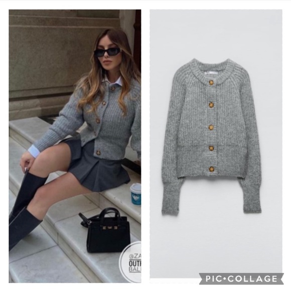 ZARA ribbed knit cardigan jacket alpaca and wool blend blogger favorite - Picture 6 of 9